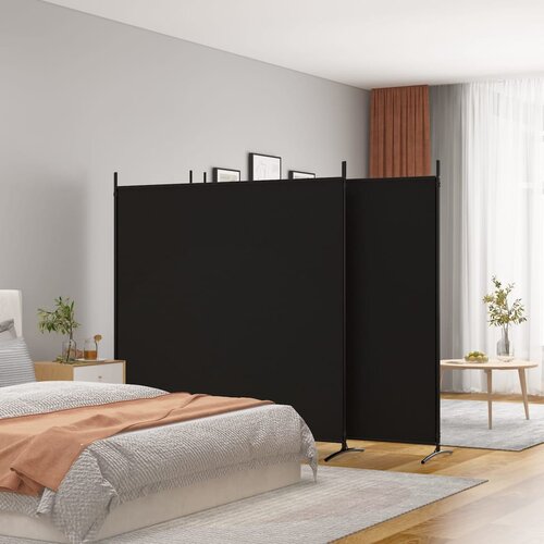 vidaXL Sobna pregrada s 4 panela crna 698 x 180 cm od tkanine Cijene