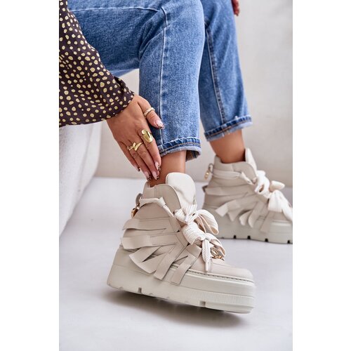 CheBello Leather Women's Sneakers On Massive Platform Beige 4561 Cene