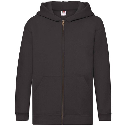 Fruit Of The Loom Black Kids Hoodie Zip Through Hooded Sweat Slike