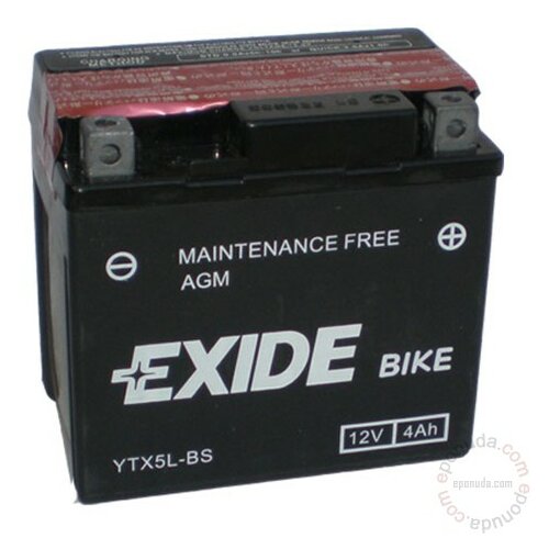 Exide BIKE YTX5L-BS 12V 4Ah akumulator Slike
