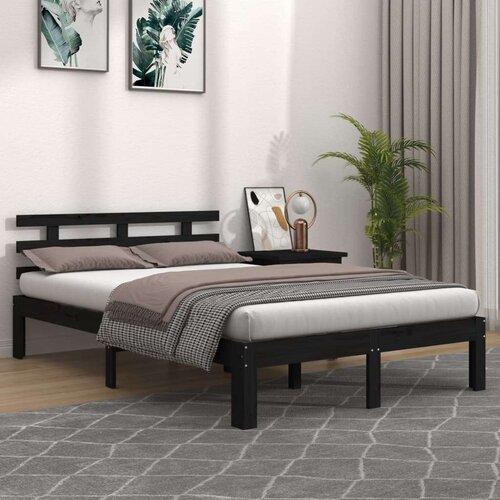  Za krevet od masivnog drva crni 200 x 200 cm Slike