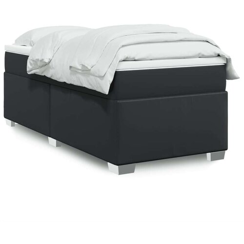  Krevet s oprugama i madracem crni 90 x 200 cm od umjetne kože Slike