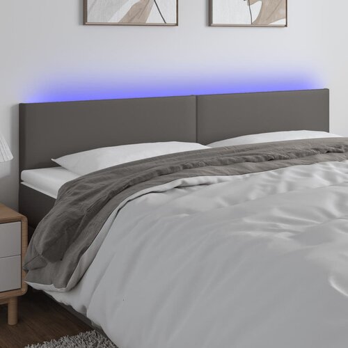 vidaXL LED posteljno vzglavje sivo 180x5x78/88 cm umetno usnje Cene