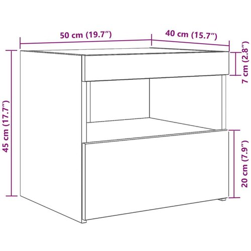  Noćni ormarić s LED svjetlima od starog drva 50x40x45 cm Slike