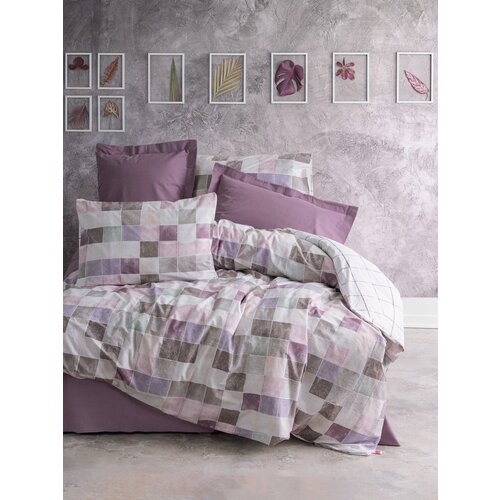 L'essential Maison maro - dusty rose dusty rosewhitepurplebrown ranforce double quilt cover set Cene