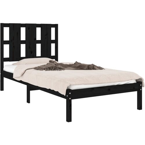  Okvir za krevet od masivne borovine crni 100 x 200 cm Slike