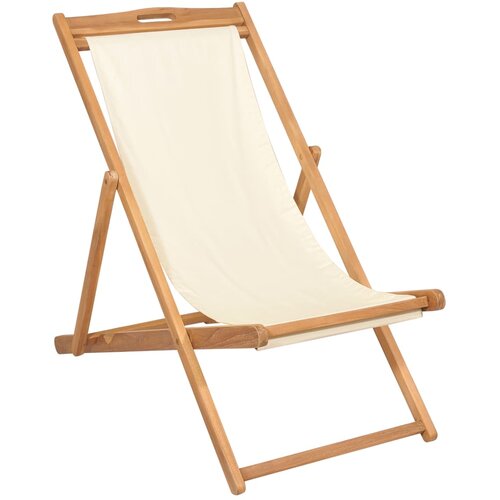VidaXL Ležalnik iz tikovine 56x105x96 cm krem barve Slike