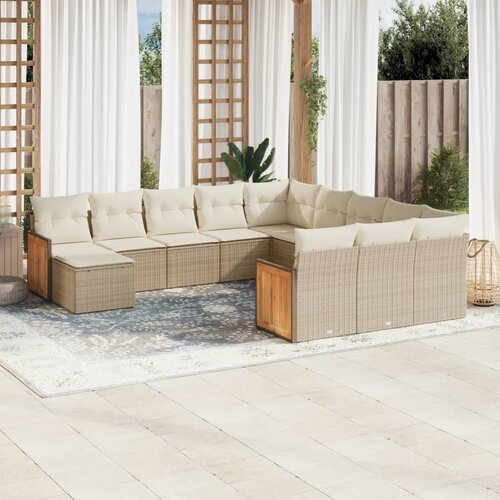 VidaXL 12-dijelni set vrtnih sofa od poliratana s jastucima bež Slike
