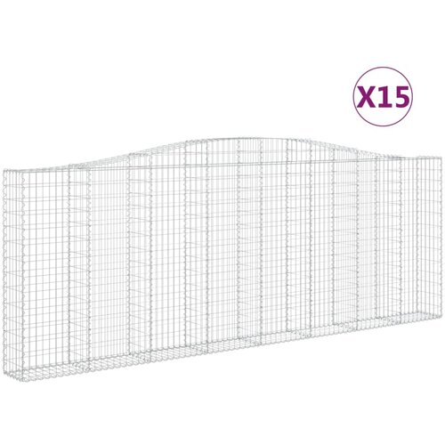  Lučne gabionske ko&amp;scaron;are 15kom 400x30x40/60 cm pocinčano željezo Slike