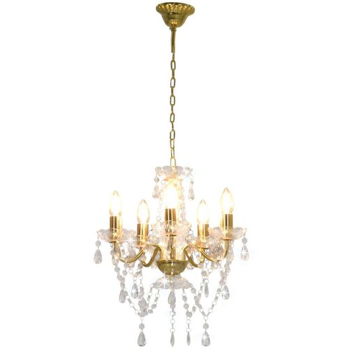  Luster s kristalnim perlama zlatni okrugli 5 x E14 Slike