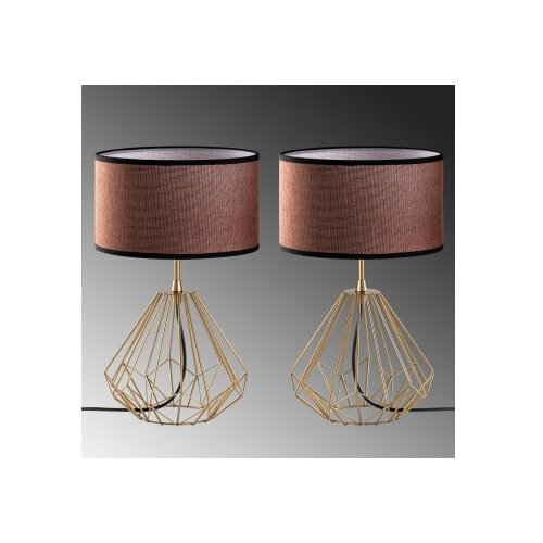 Opviq Set stolnih lampi Diamond-S-713, 25x25x43 cm, IP20, 2 komada, Smeđe-zlatna boja Slike
