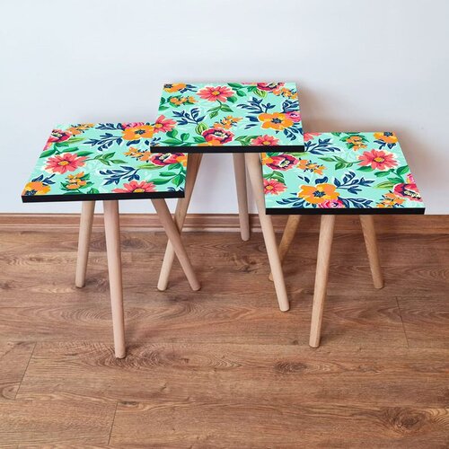 Hanah home 3Shp196 - multicolor multicolor nesting table (3 pieces) Cene