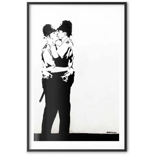  Plakat - The Policemen\&amp;#039;s Kiss 60x90 Crni okvir s margom Slike