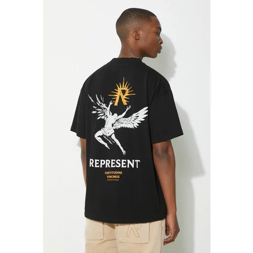 Represent Pamučna majica Icarus za muškarce, boja: crna, s tiskom, MLM467.01