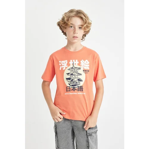 Defacto Boy's Crew Neck Printed Short Sleeve T-Shirt