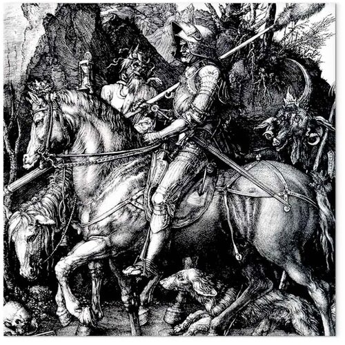  Slika - Albrecht D&amp;uuml;rer &amp;ndash; Knight Death and the Devil 60x60 Premium Print Slike