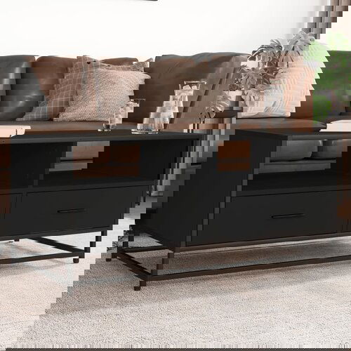 vidaXL Stolić za kavu crni 100 x 50 x 45 cm konstruirano drvo i metala Cijene