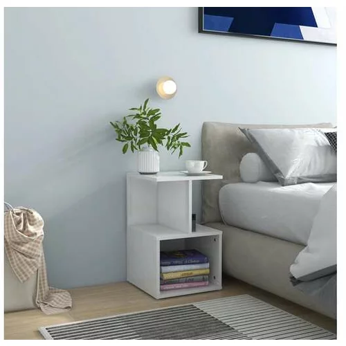  Nočna omarica visok sijaj bela 35x35x55 cm iverna plošča