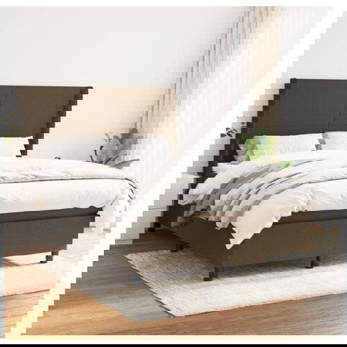 vidaXL Box spring postelja z vzmetnico temno rjav 140x190 cm Cene