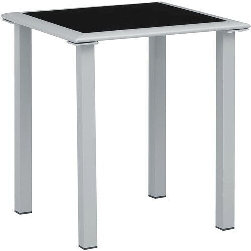 VidaXL Vrtni stol crno-srebrni 41 x 41 x 45 cm od čelika i stakla Slike