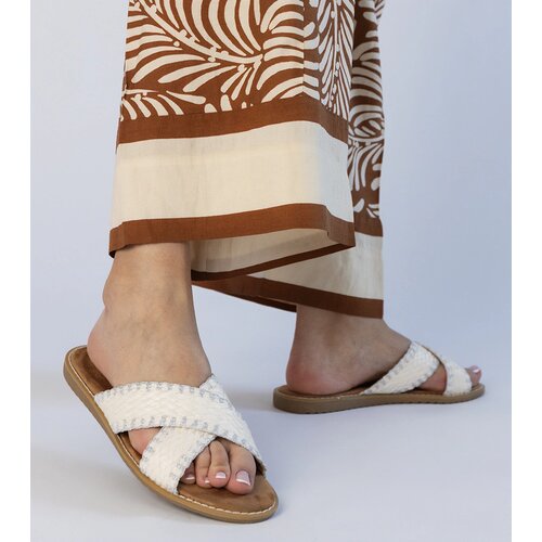 Gemre White braided women's slippers Ellinara Cene