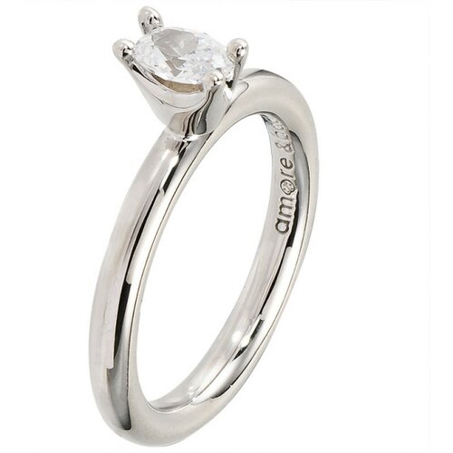 Amore Baci srebrni prsten sa jednim belim swarovski kristalom 54 mm Cene