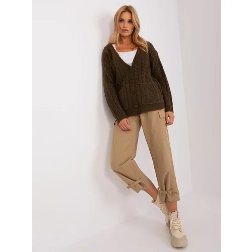 Fashion Hunters Khaki knitted sweater with buttons