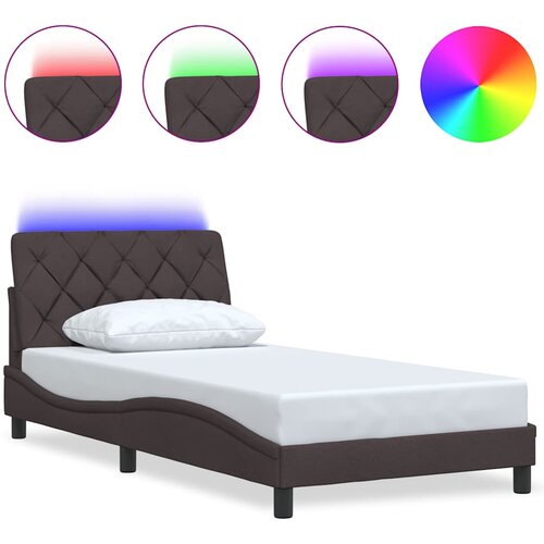 Maison Chic Posteljni okvir - Dvoposteljna postelja - Zakonska postelja z LED brez vzmetnice temno rjav 100x200cm blago, (21697477) Slike