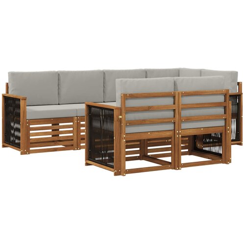 vidaXL Kotna sedežna garnitura z blazino 6 pcs Naravna in svetlo siva, (5000283311) Cene