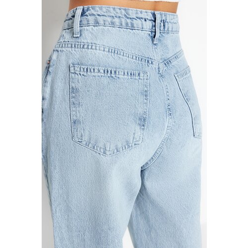Trendyol Blue High Waist Long Straight Jeans Cene