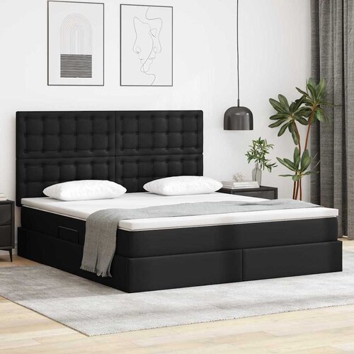 vidaXL Krevet s od storage s madracem Crna 180 x 200 cm Lažna koža Cijene