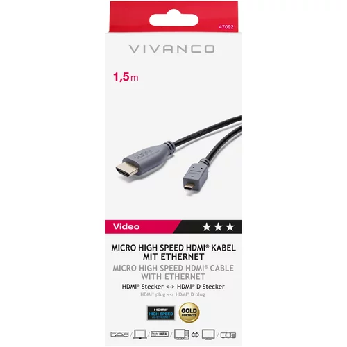 Vivanco 47/1315G MICRO HDMI/HDMI KABEL 1.5M