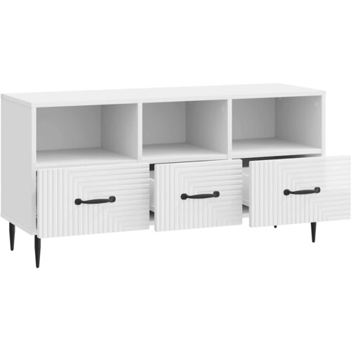 ormar s ladicama Bijela visokog sjaja 102 x 34,5 x 50 cm Slike