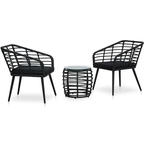  3-dijelni bistro set od poliratana crni Cene