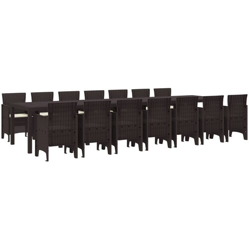 vidaXL set za objed od 15 dijelova s jastučićima smeđi poli ratan, vrtni stol smeđi 250x100x73 cm poli ratan, vrtni stol smeđi 150x100x73 cm poli ratan, vrtne stolice s jastučićima 2 kom smeđi poli ratan, vrtne stolice s jastučićima 4 kom smeđi poli ratan Cijene