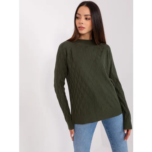 Fashion Hunters Khaki women's classic sweater with patterns