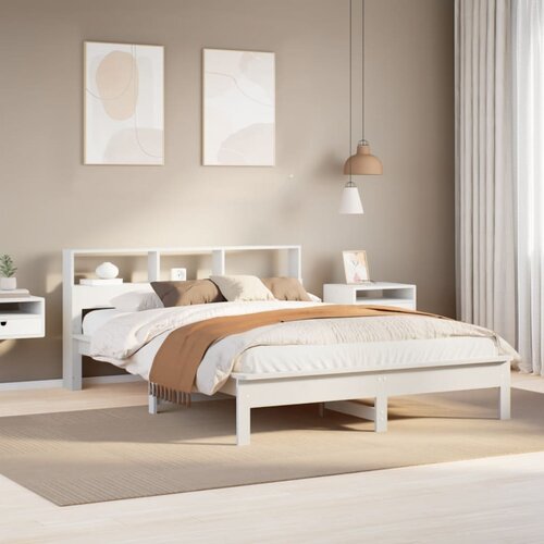 vidaXL Posteljni okvir brez vzmetnice bel 160x200 cm trdna borovina Cene