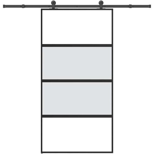 VidaXL Drsna vrata z opremo 102,5x205 cm kaljeno steklo in aluminij Slike