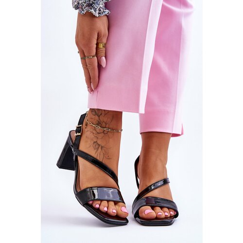 Kesi Women's lacquered heeled sandals Black Carrie Slike