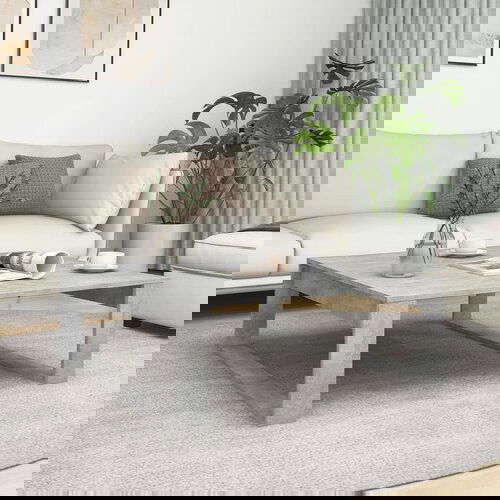 The Living Store Klubska mizica betonsko siva 100x100x35 cm iverna plo&amp;scaron;ča - Klubska Mizica, (21573862) Slike