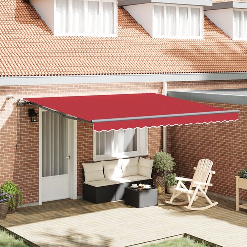 vidaXL avtomatska retraktibilna tenda z led rdeča 400x300 cm, zamenjava platna za tenda 4x3 m rdeča Cene