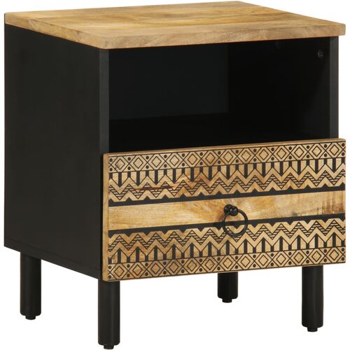  Krevetni ormarić crni 40x33x46 cm Puno grubo drvo Mango Cijene