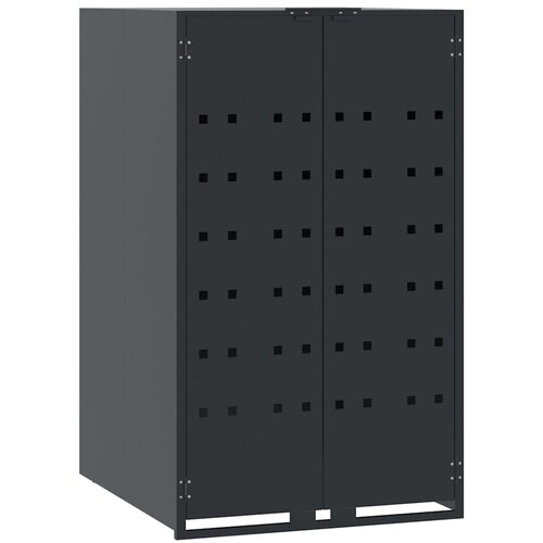  Spremnik za kantu za jednu kantu na kotačiće antracit boje 69x79x117 cm čelik Slike