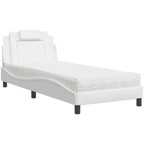  Krevet s madracem bijeli 80 x 200 cm od umjetne kože Slike