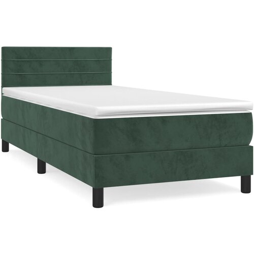 vidaXL Box spring postelja z vzmetnico temno zelena 100x200 cm žamet, (20930433) Cene