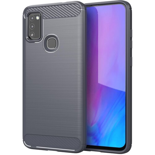 Cadorabo Ohi&amp;scaron;je, združljiv s Samsungom v krtačenem sivem - za&amp;scaron;čitnem pokrovu, narejen iz fleksibilnega silikona TPU v videzu iz nerjavečega jekla ogljika, (20588351) Slike