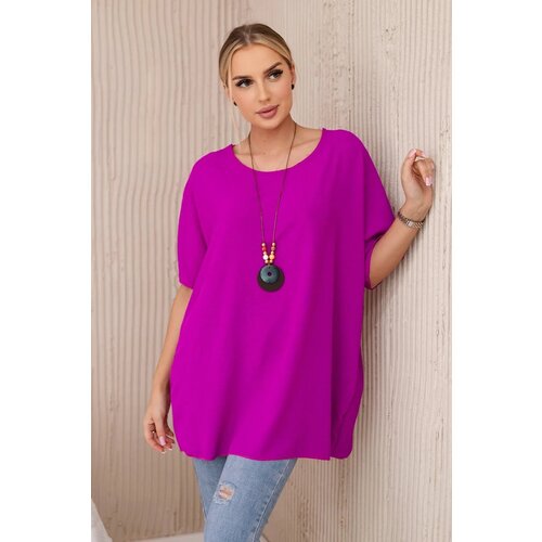 Kesi Oversized blouse with pendant purple color Slike
