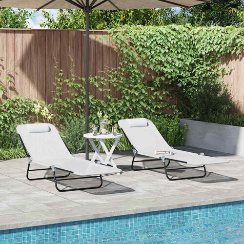  Sklopiva ležaljka za sunčanje 2 pcs Krema 182 x 55 x 85,5 cm Cene