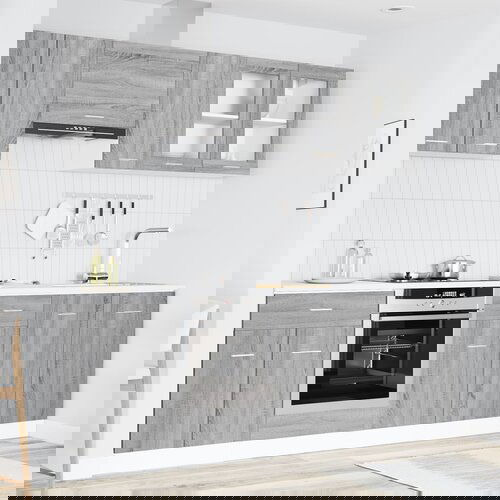 VidaXL Set kuhinjskih ormarića s ladicama Zidne Lyon 8 pcs Siva Sonoma Slike