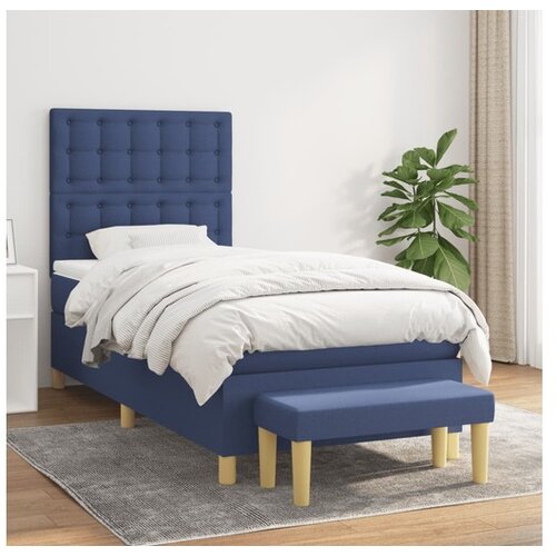  Box spring postelja z vzmetnico modra 100x200 cm blago Cene